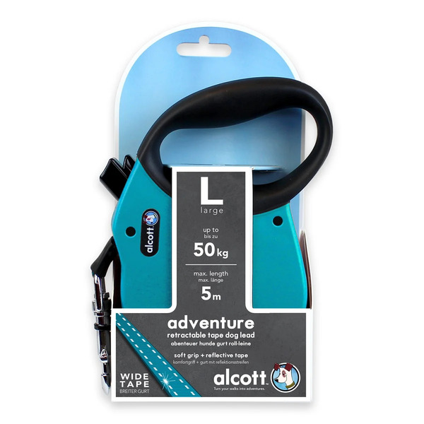 Alcott Adventure Retractable Leash – 5m/Large/Blue