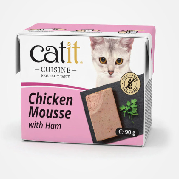 UAE Online Delivery Catit Cuisine Chicken Mousse with Ham 90g Tetra 12pcs to Support Daily Nourishment for Cats