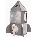 UAE Online Delivery Catit Vesper Cat Tower Rocket Blue and Gray 50x50x90 cm for Climbing and Lounging for Cats