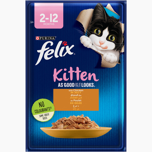 UAE Online Purchase Felix As Good As It Looks Junior Chicken Jelly Wet Cat Food 85g Growth Support
