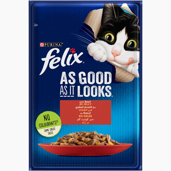 UAE Online Purchase Felix As Good As It Looks Beef Jelly Wet Cat Food 85g Tasty Meal