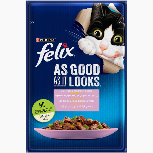 Dubai Online Delivery Felix As Good As It Looks Trout Green Bean Jelly Wet Cat Food 85g Tasty Meal