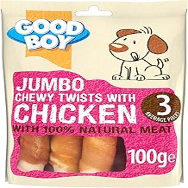 UAE Online Delivery Jumbo Chicken Chewy Twists Armitage Goodboy 100g for Satisfying Chewing Fun for Dogs