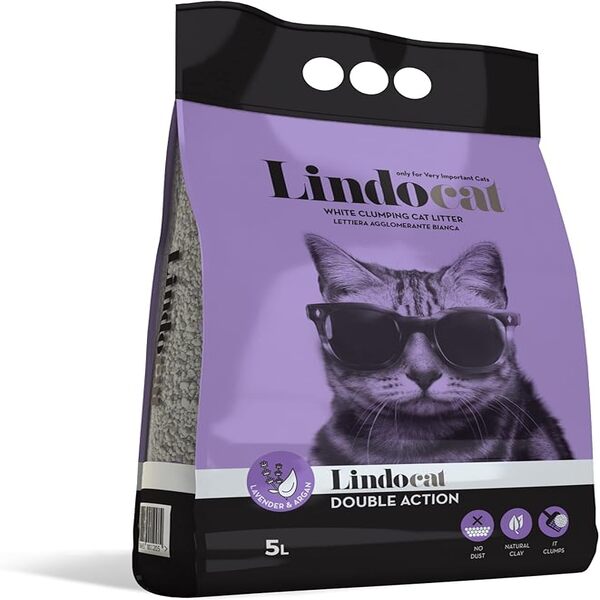 LindoCat Double Action White Bentonite Lavender Clumping Cat Litter 10L for Cats