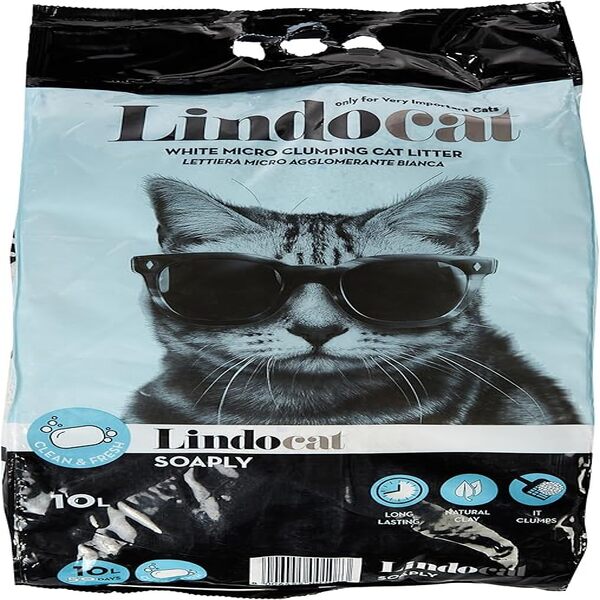 UAE Online Delivery LindoCat White Bentonite Soaply 10L for Cats Scented Clumping Litter with Long-Lasting Freshness