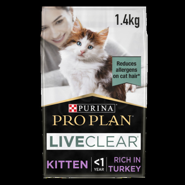 Dubai Online Delivery Purina Pro Plan LiveClear Kitten Dry Cat Food Turkey 1.4kg Allergen