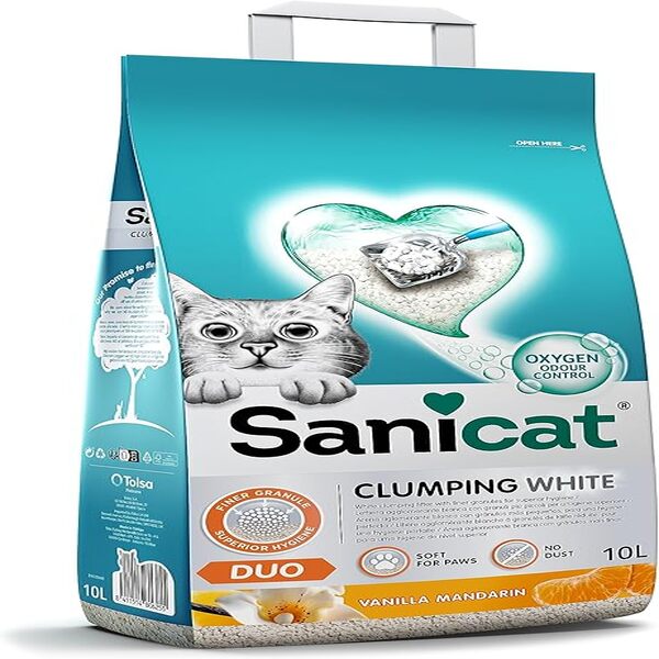 UAE Online Delivery Sanicat Duo White Cat Litter 10L for Double Fragrance and Cleanliness
