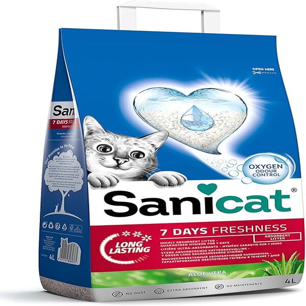 UAE Online Delivery 7 Days Freshness Aloe Vera Cat Litter Sanicat for Odour Control and Hygiene for Cats