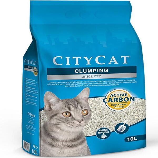 UAE Online Delivery Sanicat City Cat Clumping Active Carbon Litter 10L for Powerful Odour Control and Easy Cleaning