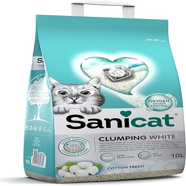 UAE Online Delivery Sanicat Clumping White Cotton Fresh Scented Litter 10L for Cats