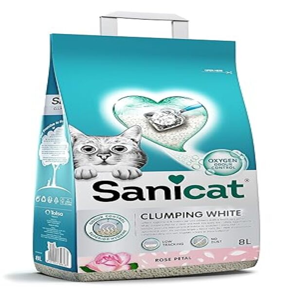 UAE Online Delivery Sanicat Clumping White Rose Petal Litter 8L for Cats Odour Control and Hygiene