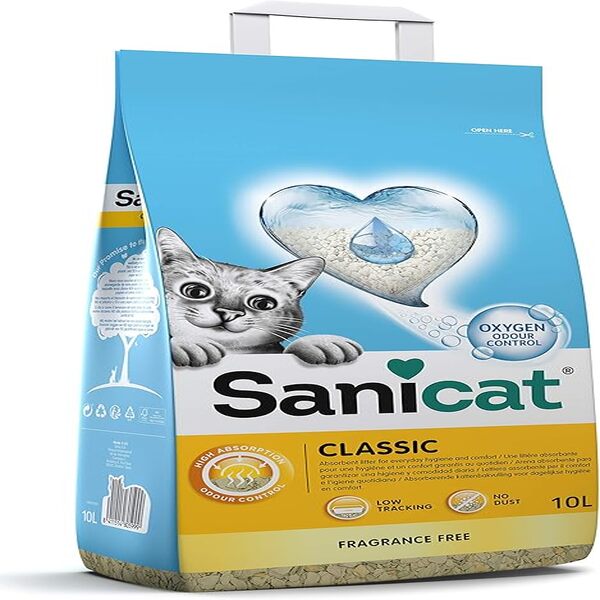 UAE Online Delivery Sanicat Classic Unscented Cat Litter 10L for Odour Absorption and Hygiene