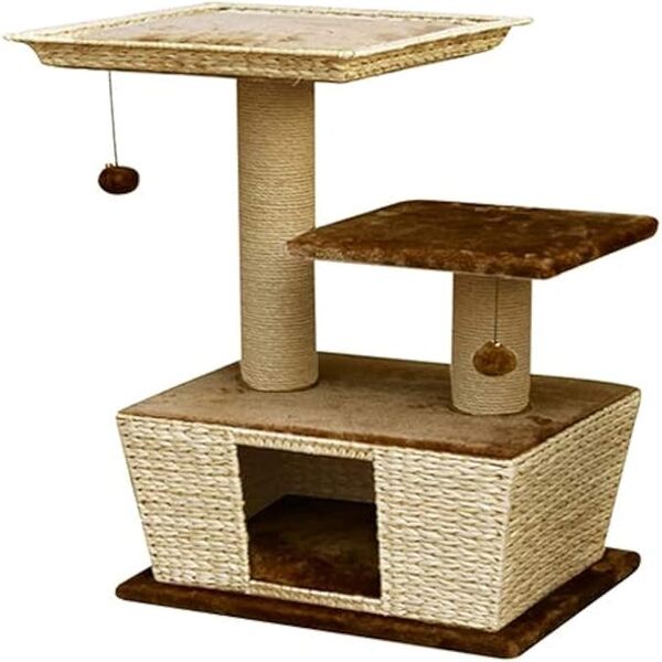 Fauna VILLA Cat Play Lounge Light Brown Plush Sisal Compact Lounge UAE Online Sale