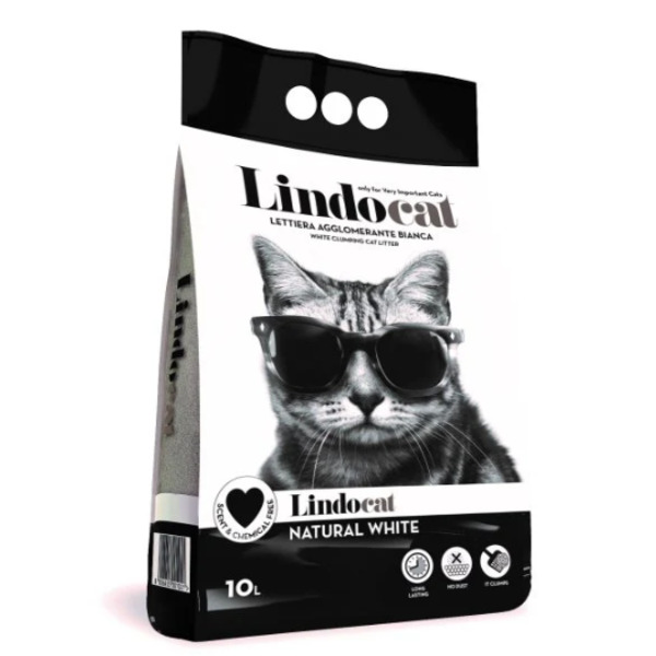 LindoCat Natural White Clumping Cat Litter 10L – Fragrance Free Bentonite