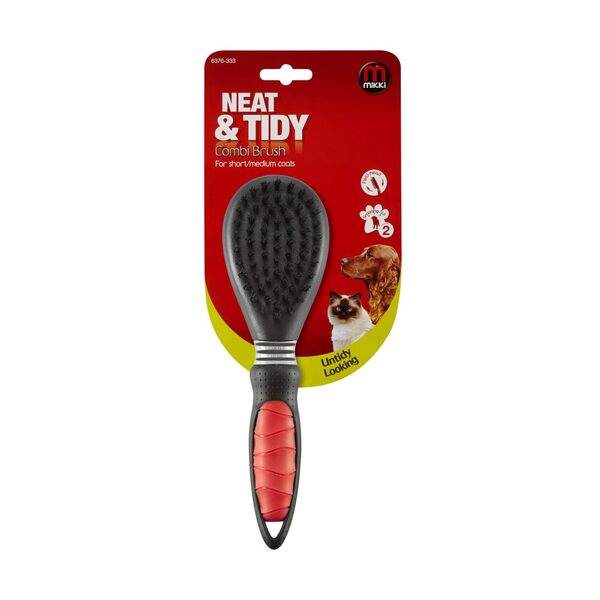 Mikki Large Combi Brush with Dual-Sided Grooming for Dogs and Cats