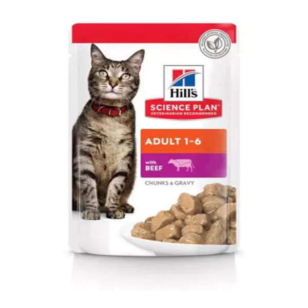 UAE Online Purchase Hill's Science Plan Adult Wet Cat Food Beef Pouches Healthy Digestion