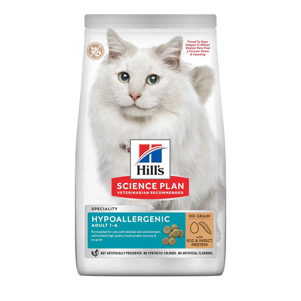 UAE Online Purchase Hill's Science Plan Hypoallergenic No Grain Egg Insect Protein Adult Dry Cat Food Sensitive Digestion