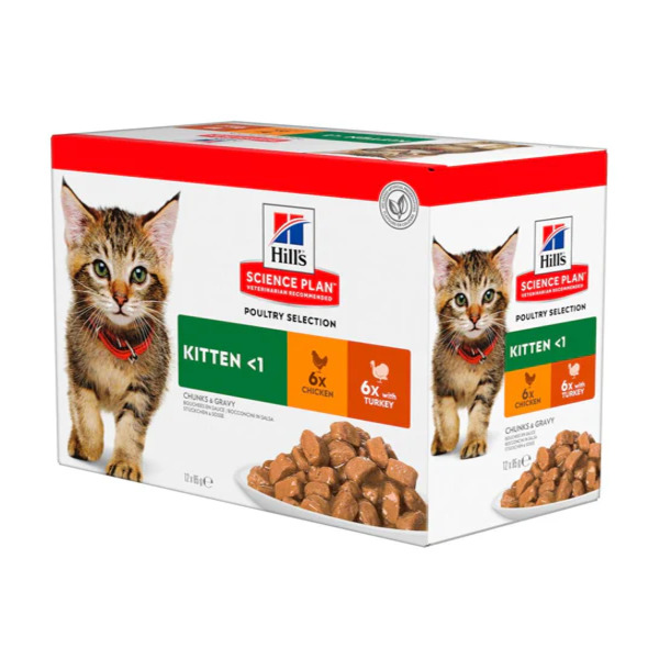 Hill's Science Plan Kitten Chicken And Turkey Multipack Chunks In Gravy 85G Healthy Growth UAE Online Sale