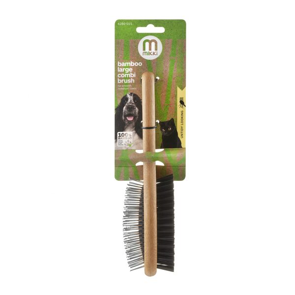 Mikki Bamboo Combi Brush – Dual-Sided Grooming Tool for Pets