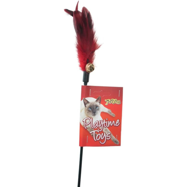 Mikki Cat Feather Teaser Wand with Bell in Mixed Colours