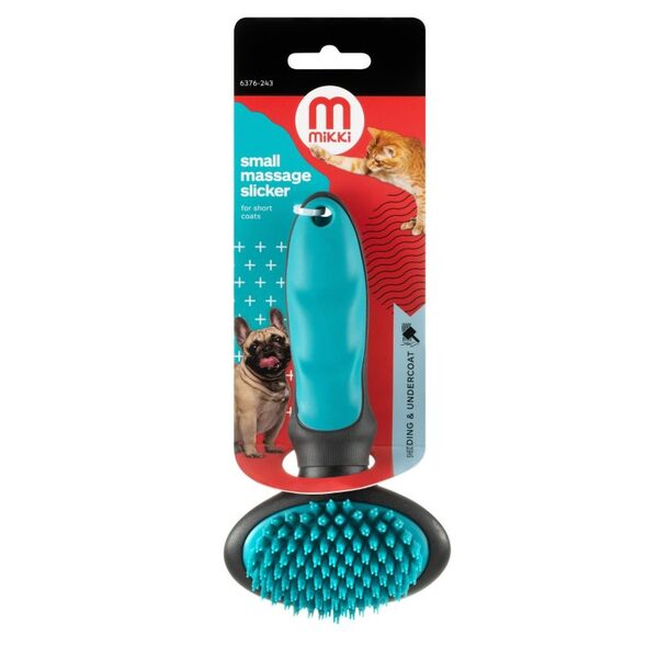 Mikki Massage Slicker grooming brush for cats and dogs with soft pins