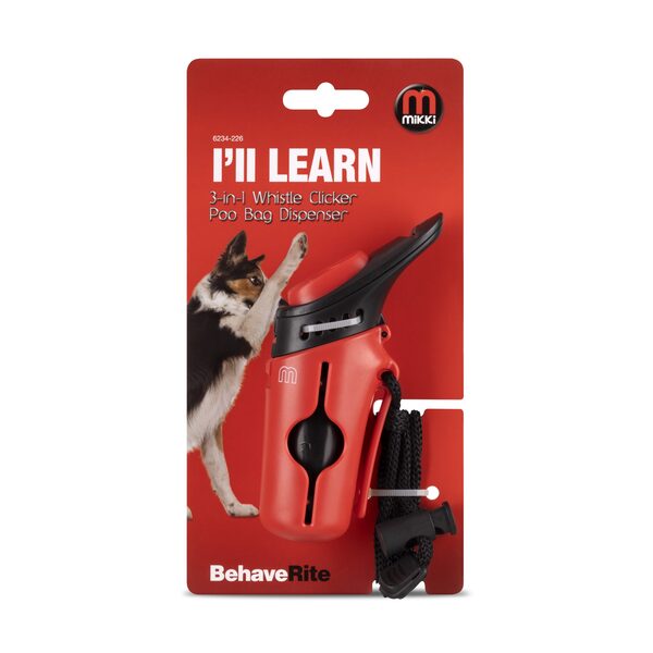 Mikki 3-in-1 Whistle Clicker and Poo Bag Dispenser for Dogs