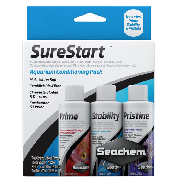 UAE Online Delivery Seachem Sure Start Pack 3x100ml Aquarium Bacteria Starter for Freshwater and Marine Tanks