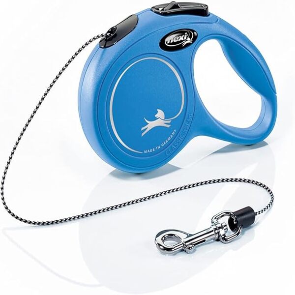 Flexi New Classic 8m Blue Retractable Cord Leash for Small and Medium Dogs up to 20kg