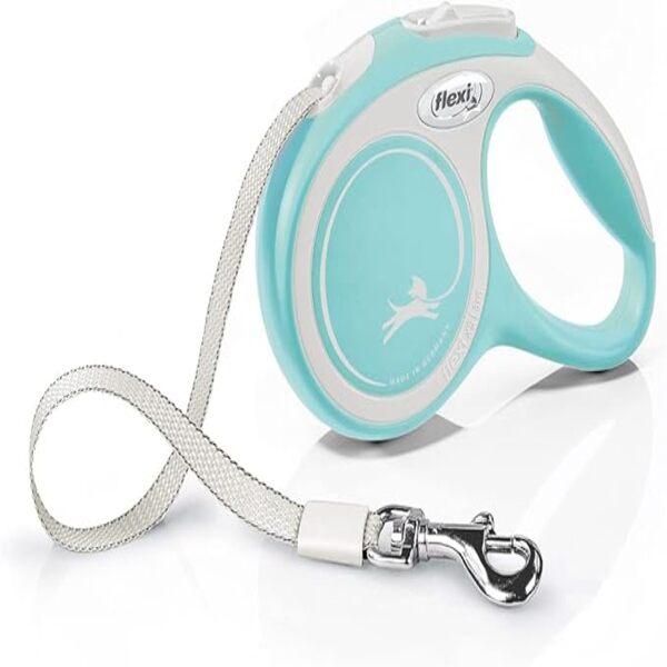 Flexi New Comfort 5m Light Blue Retractable Tape Leash for Dogs up to 25kg – Small and Medium Size
