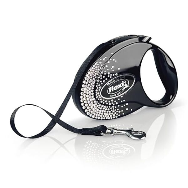 Flexi Glam Splash Mystic 5m Onyx-Black Medium Retractable Dog Leash with crystals for dogs up to 25kg across the UAE