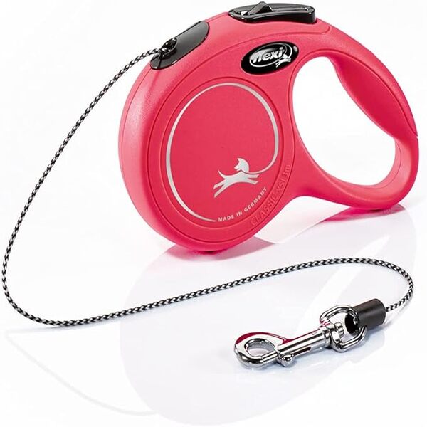 Flexi New Classic Cord red Leash 8 Meter small and Medium Size for Dogs up to 20kg – Retractable Dog Leash with Ergonomic Grip
