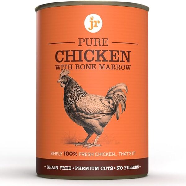 JR Pet Products Pure Chicken with Bone Marrow Topper/Mixer 400g for dogs and cats, 100% natural grain-free food