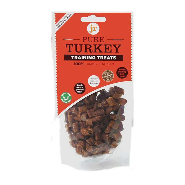 JR Pet Products Pure Turkey Training Treats 85g – Natural grain-free high-protein dog rewards for training and positive reinforcement