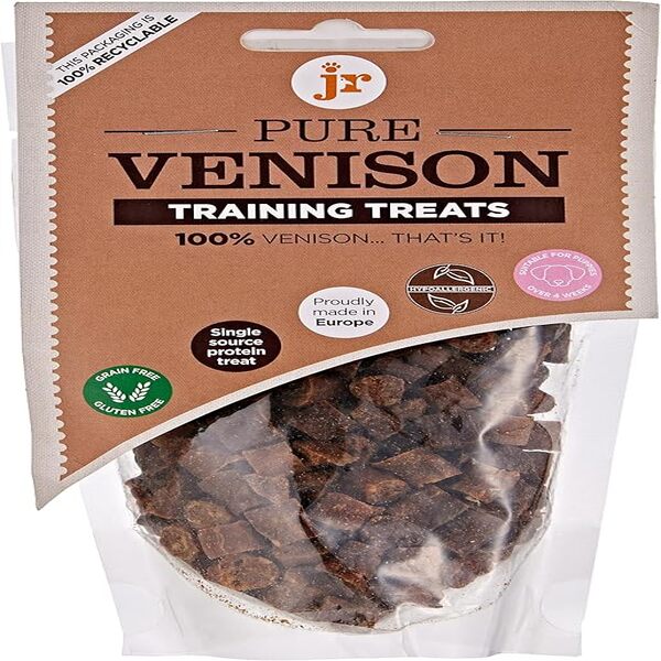 JR Pet Products Pure Venison Training Treats 85g – Natural grain-free high-protein dog rewards for training and positive reinforcement