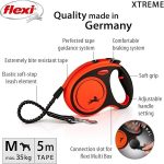 Flexi Xtreme Tape Leash 5m medium for dogs in Black and Orange color
