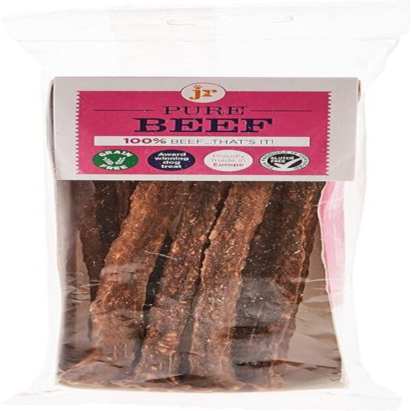 JR Pet Products Pure Beef Sticks 50g – Natural high-protein grain-free dog treats for training and rewards.