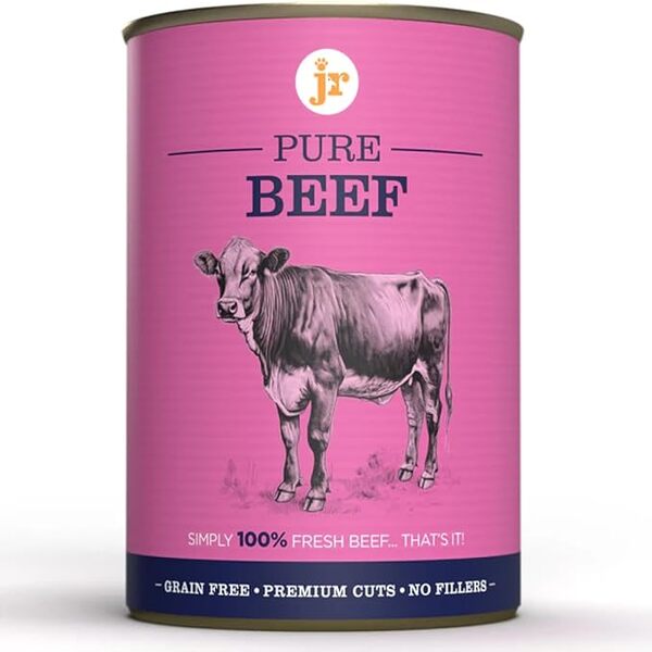 JR Pet Products Pure Beef Topper/Mixer 400g – Natural grain-free high-protein meal boost for dogs and cats.
