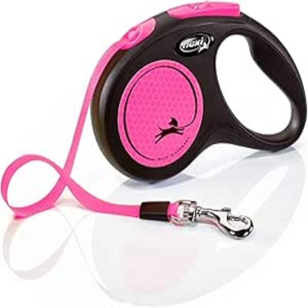 Flexi New Neon Tape 5m Pink Leash for small and medium dogs up to 25kg