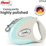 Flexi Style Tape 5m medium retractable dog leash in Black, white Mint, and Rose colors up to 25kg for medium dogs