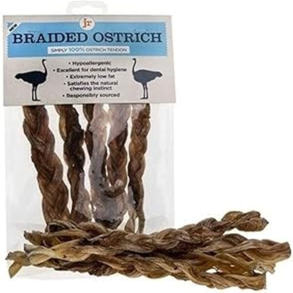 JR Pet Products Braided Ostrich Pk5 natural hypoallergenic dog chews for all breeds