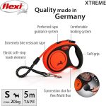 Flexi Xtreme Tape Leash 5m for small for dogs in Black and Orange color
